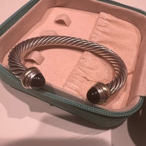 David Yurman classic cable bracelet. Black Onyx ends.